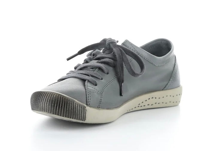 Softinos Isla Smooth Grey Lace Up Trainers.