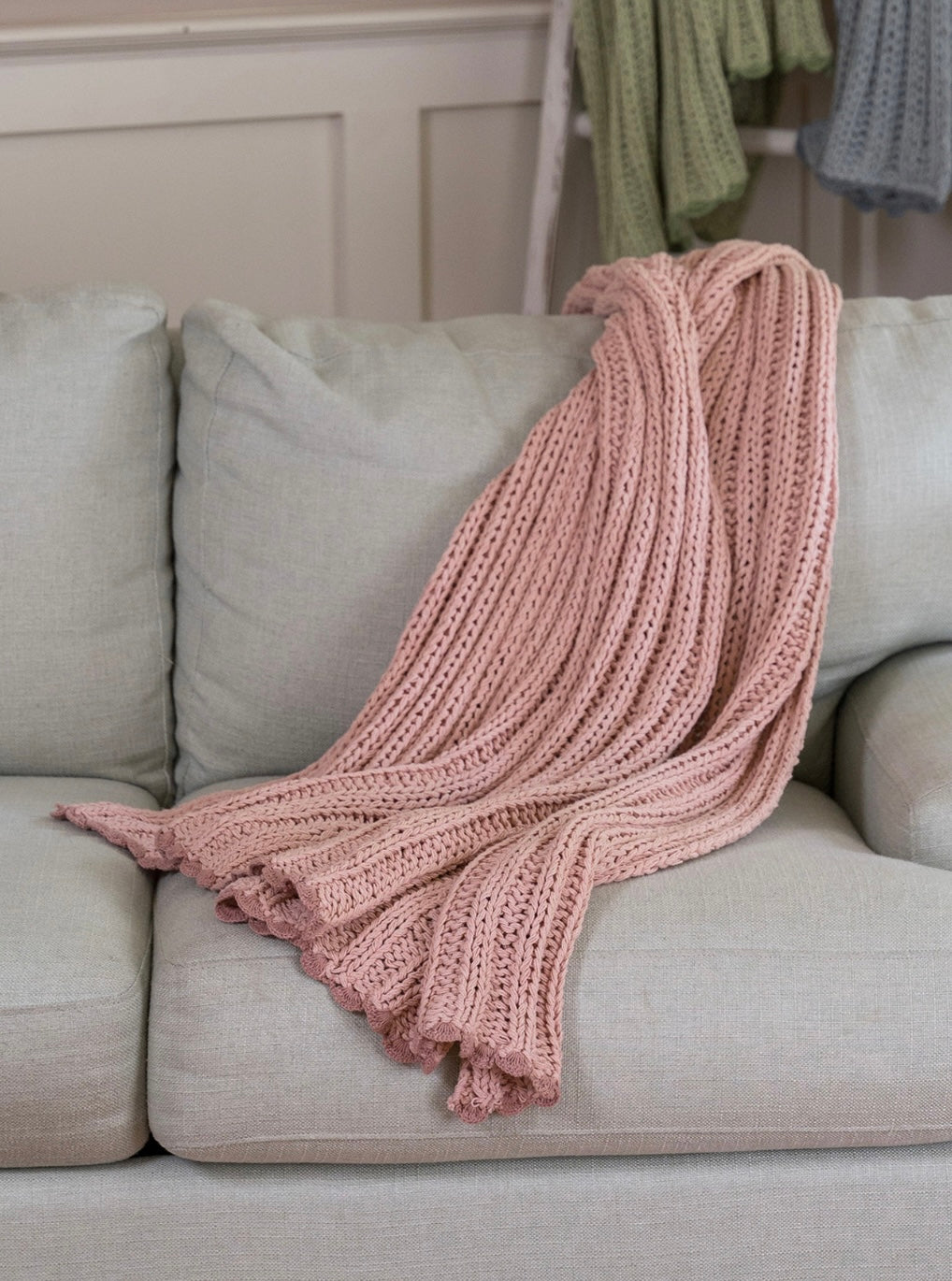 April Cornell Comfy Knit Throw-Pink