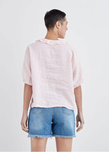 Cut Loose Hanky Linen Ruffle Top