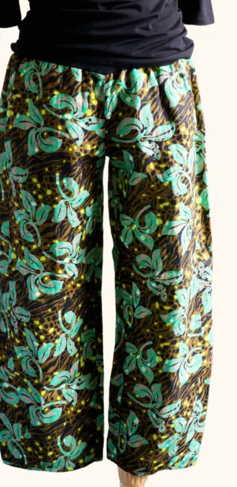 Valia Amelie Pant Green Print