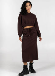 C’est Moi Bamboo Recycled Poly Cotton Skirt-Chocolate