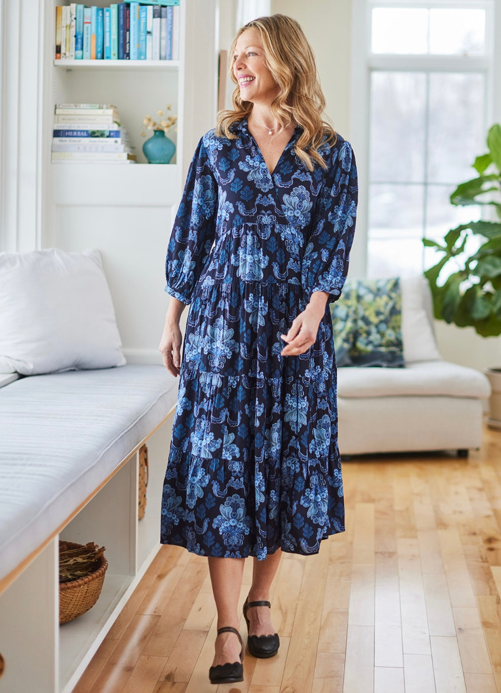 April Cornell Jacobean Dress Navy