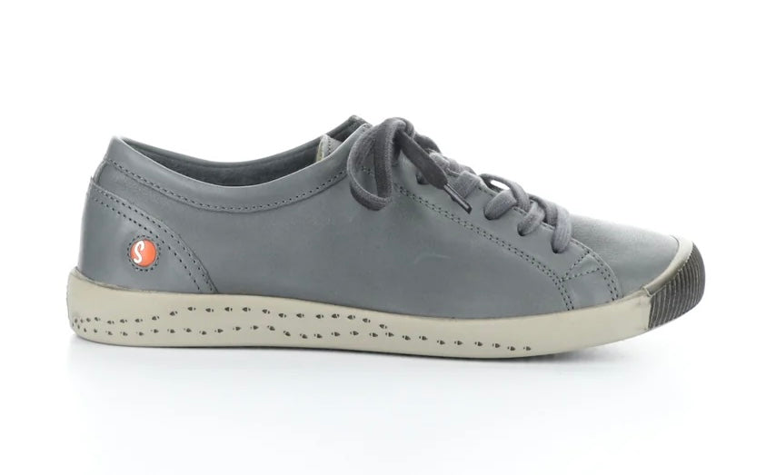 Softinos Isla Smooth Grey Lace Up Trainers.