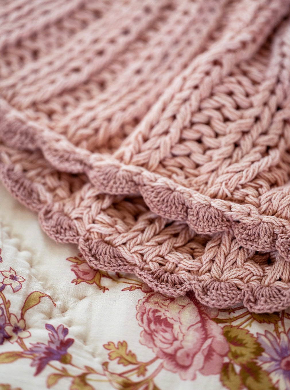 April Cornell Comfy Knit Throw-Pink