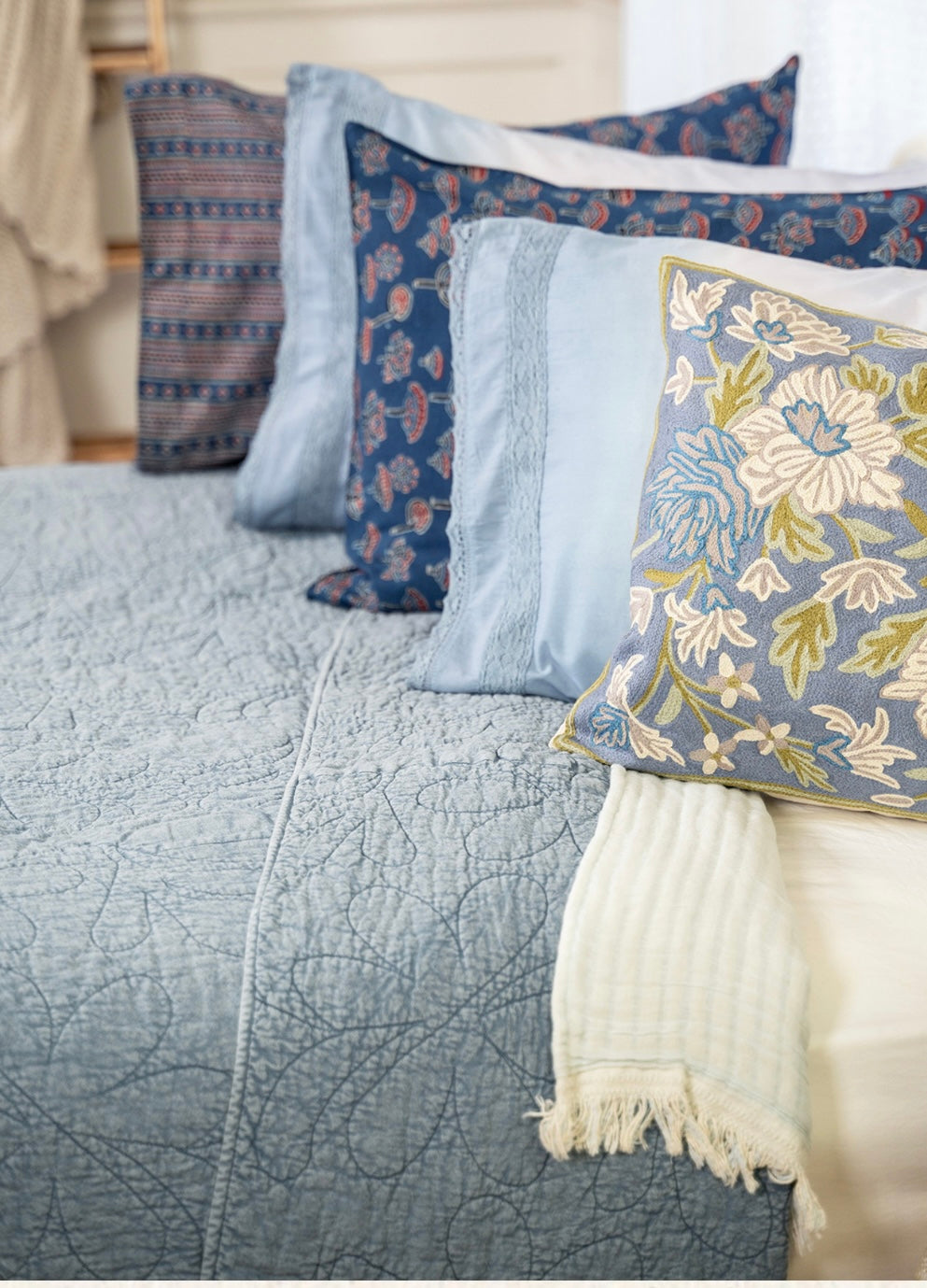 April Cornell Sunwashed Quilt Blue-Queen