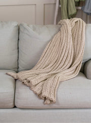 April Cornell Comfy Knit Throw-Cream