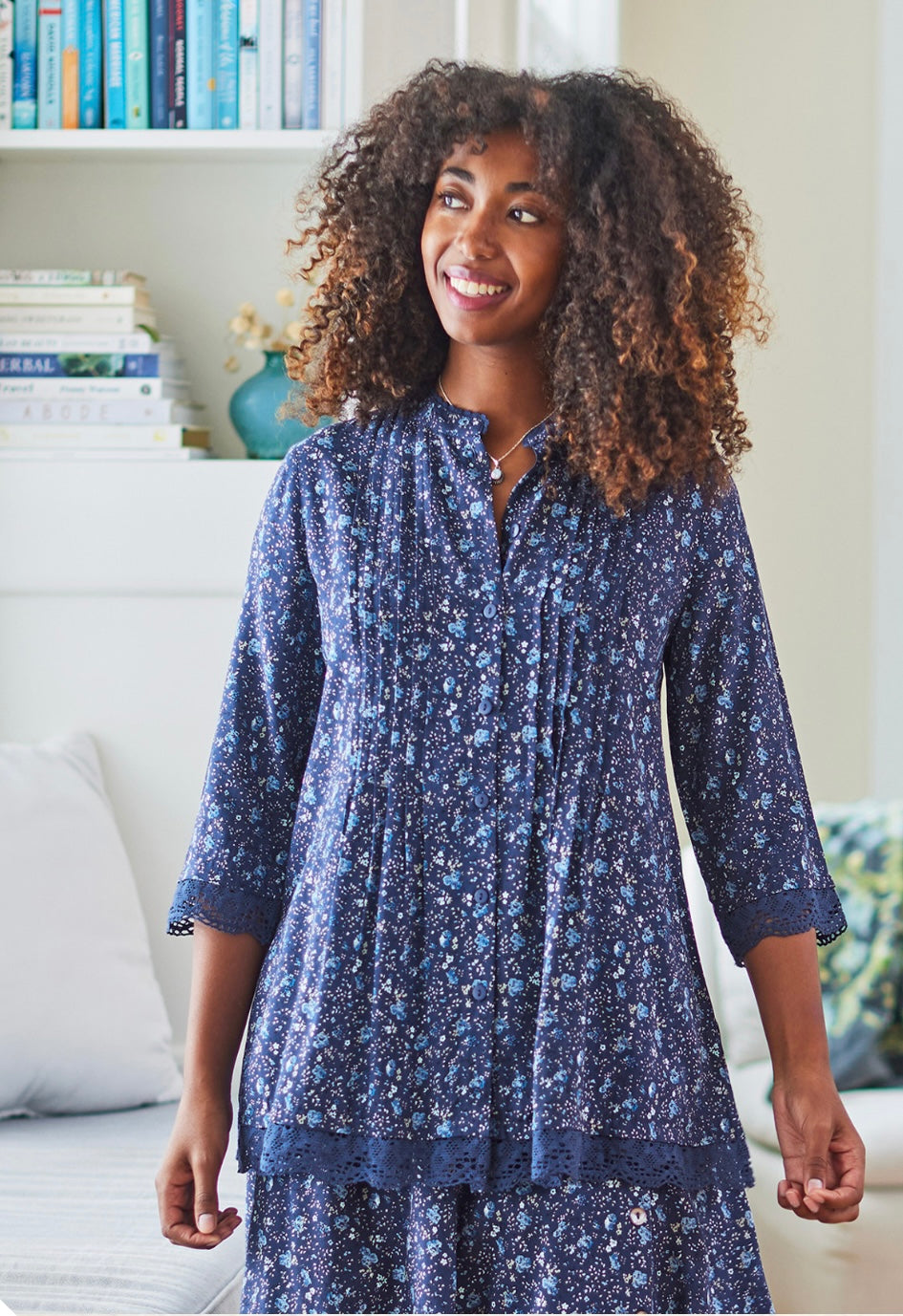 April Cornell Henrietta Blouse Navy-Plus Size