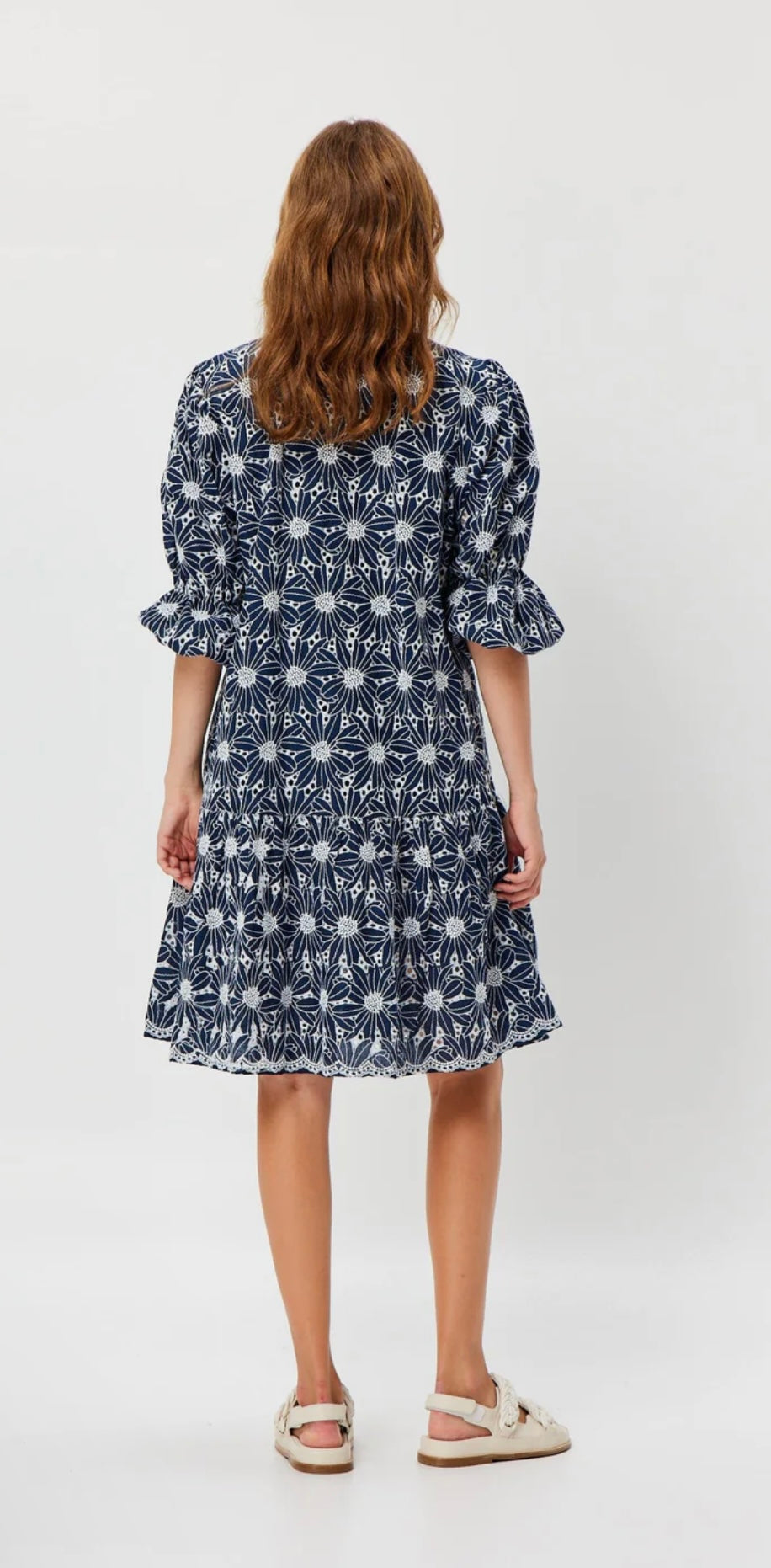 Valia Trouville Dress Navy/White Lace Dress