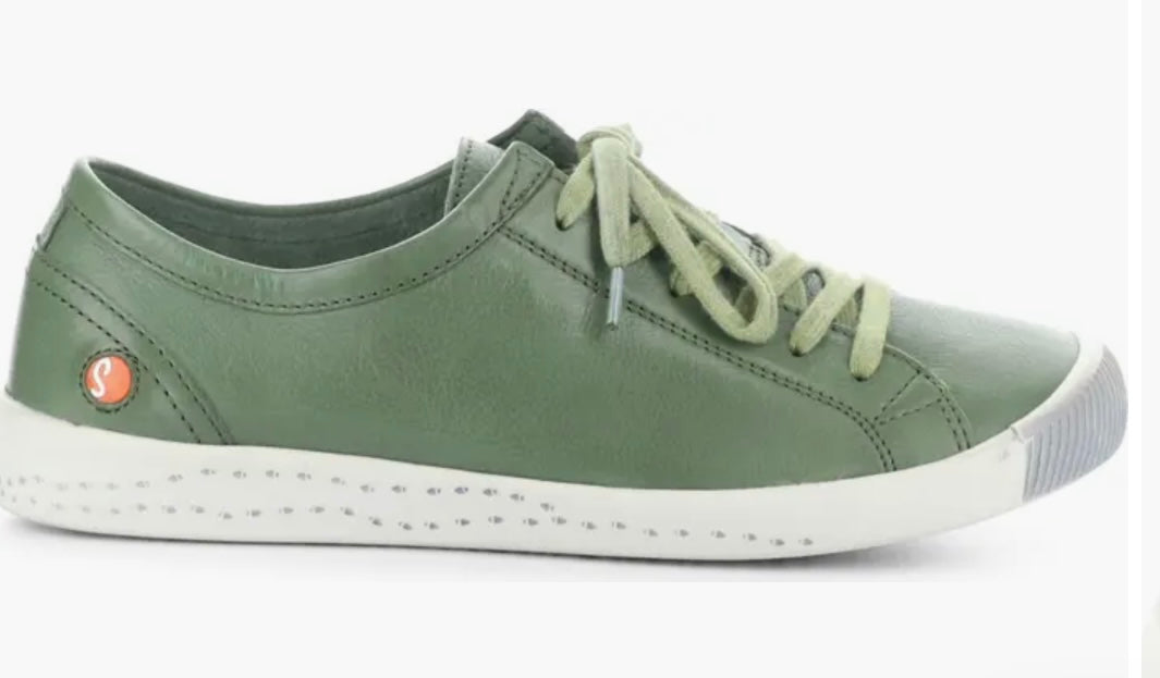 Softinos Isla Smooth Olive Lace Up Trainers.