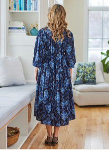 April Cornell Jacobean Dress Navy-Plus Size