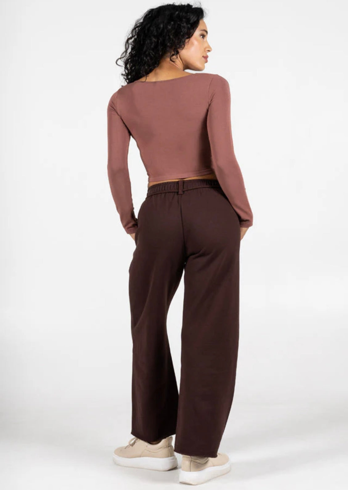 C’est Moi Bamboo Recycled Poly Cotton Wide Leg Pant-Chocolate