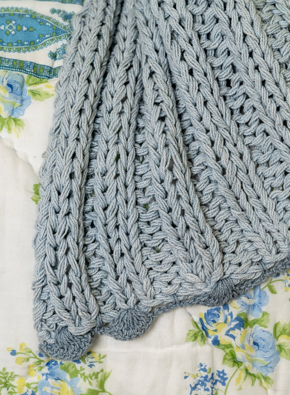 April Cornell Comfy Knit Throw-Blue