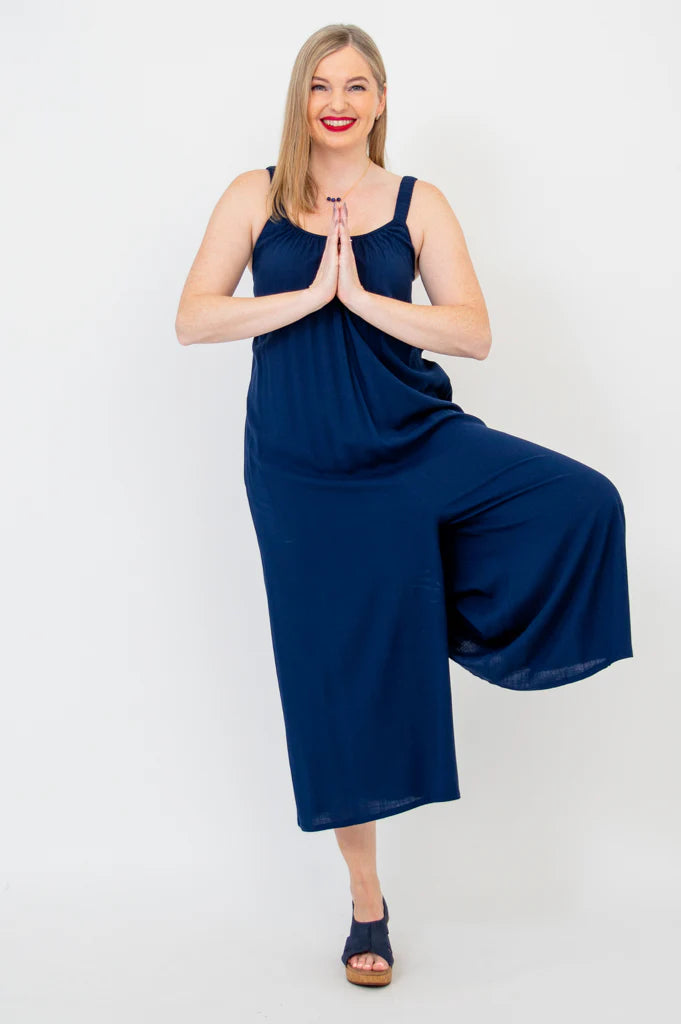 Blue Sky Joanna Overalls Bamboo Linen Blue