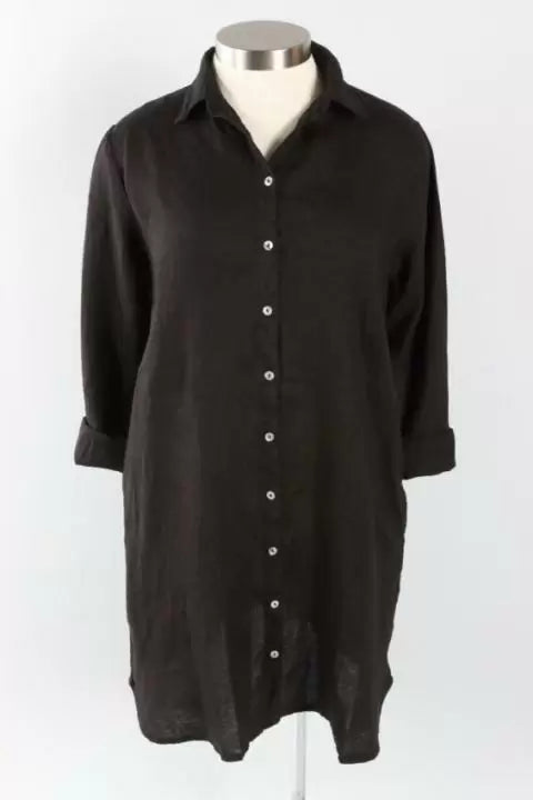 Cut Loose Hanky Linen Shirt Dress Black