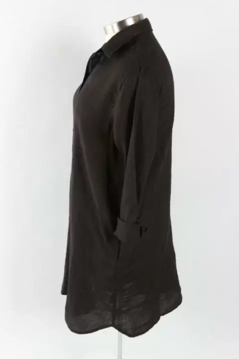 Cut Loose Hanky Linen Shirt Dress Black