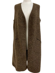 Cut Loose Boiled Wool Long Vest Brown