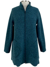 Load image into Gallery viewer, Cut Loose Boiled Wool Long Zipped Jacket Teal
