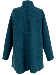 Cut Loose Boiled Wool Long Zipped Jacket Teal