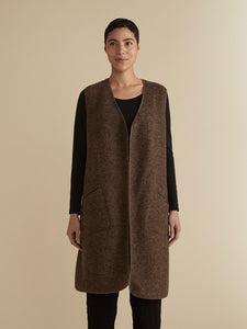 Cut Loose Boiled Wool Long Vest Brown