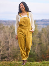 Load image into Gallery viewer, April Cornell Cowgirl Corduroy Overalls Gold
