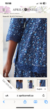 Load image into Gallery viewer, April Cornell Henrietta Blouse Navy-Plus Size
