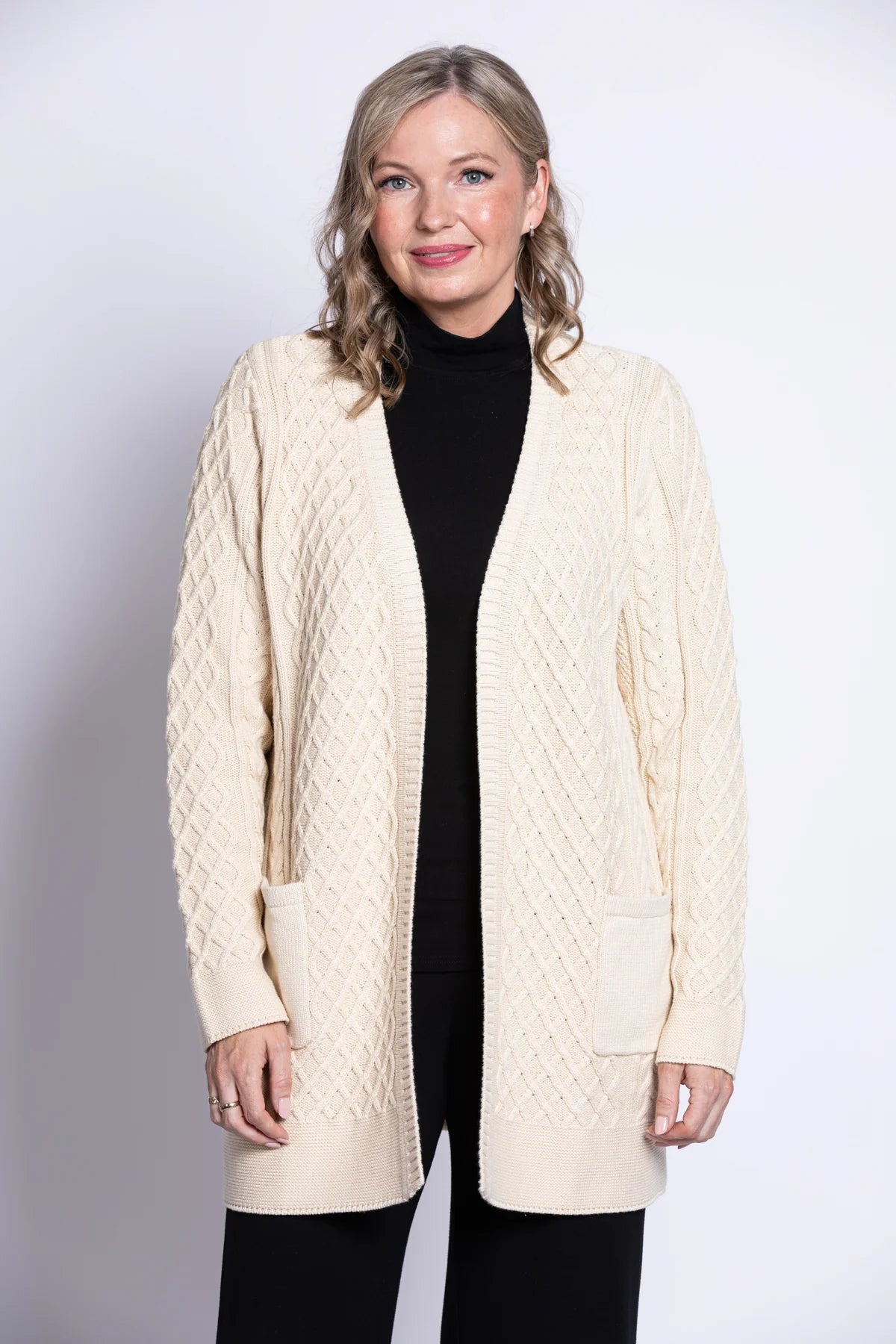 Blue Sky Jenny 100% Cotton Cardigan Cream