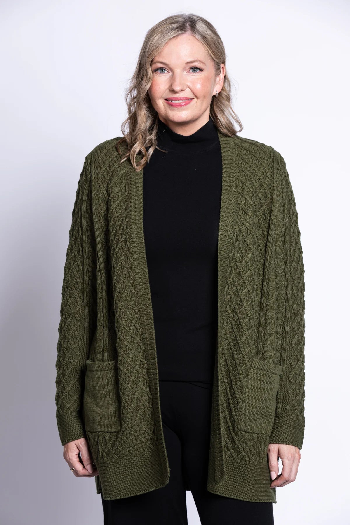 Blue Sky Jenny 100% Cotton Cardigan Olive