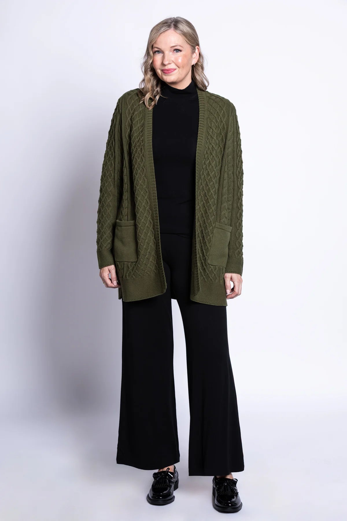 Blue Sky Jenny 100% Cotton Cardigan Olive