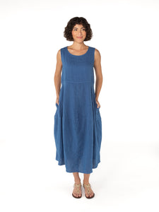 Cut-Loose Linen Bubble Dress Blue