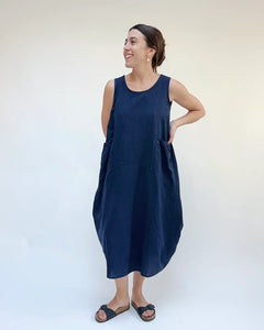 Cut Loose Pocket Dress Blue Crosshatch