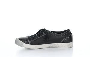 Softinos Isla Smooth Black Lace Up Trainers.