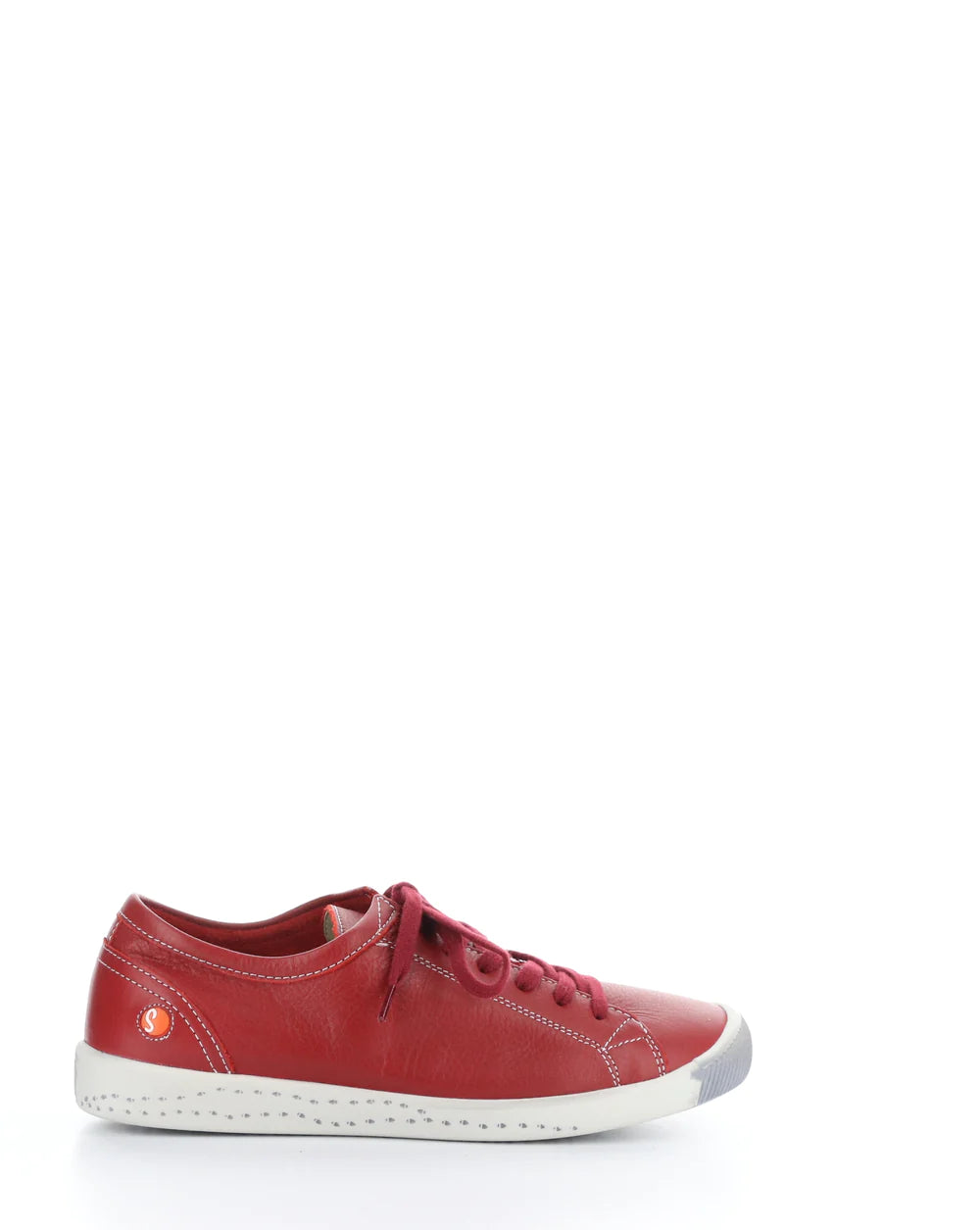 Softinos Isla Smooth Red Lace Up Trainers.