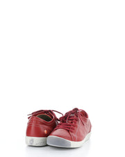 Softinos Isla Smooth Red Lace Up Trainers.