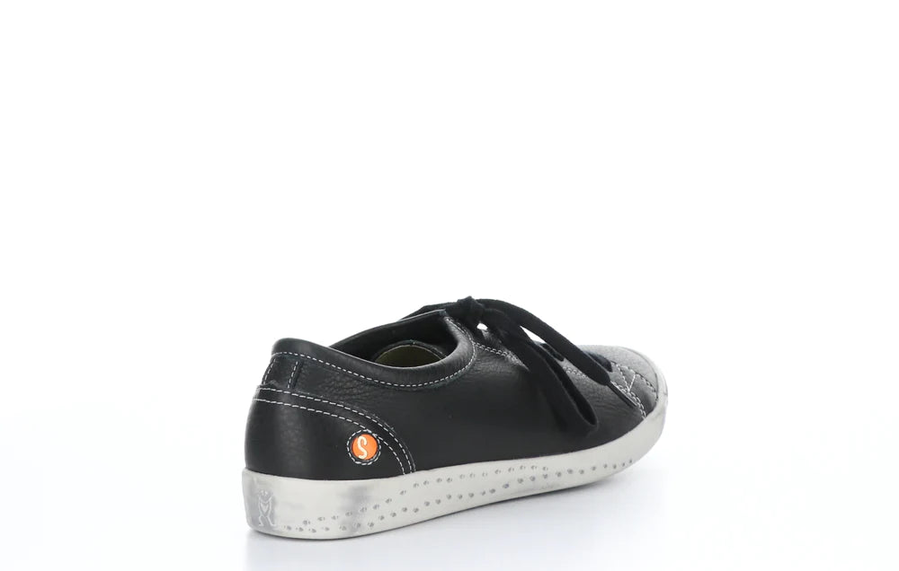 Softinos Isla Smooth Black Lace Up Trainers.