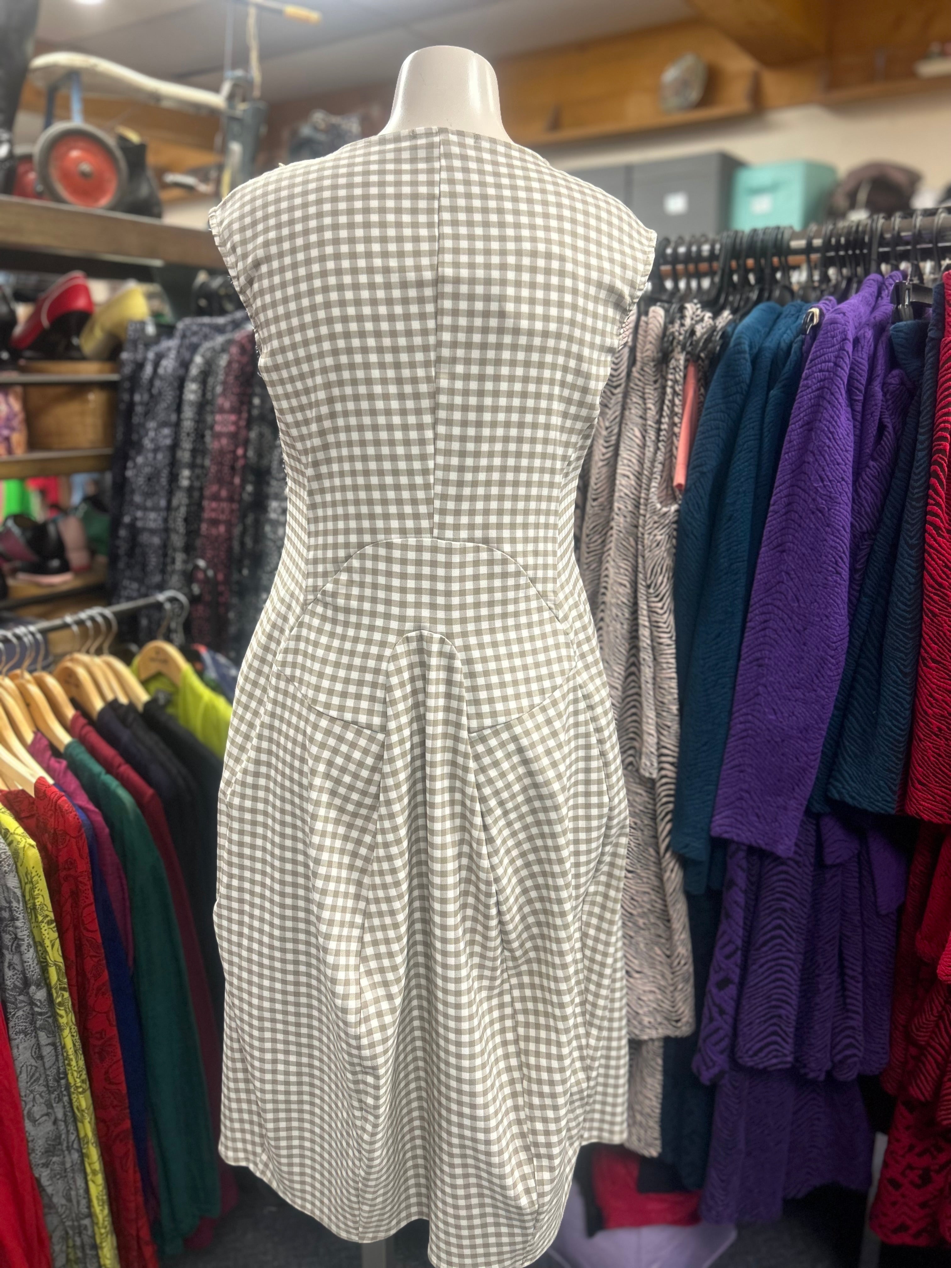 Valia Diva Dress Tan White Check