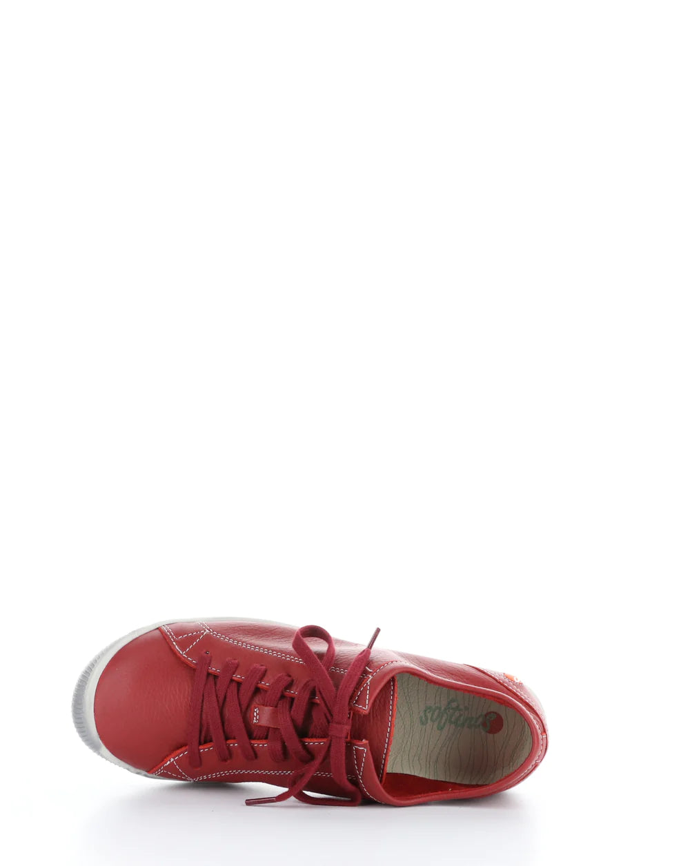 Softinos Isla Smooth Red Lace Up Trainers.