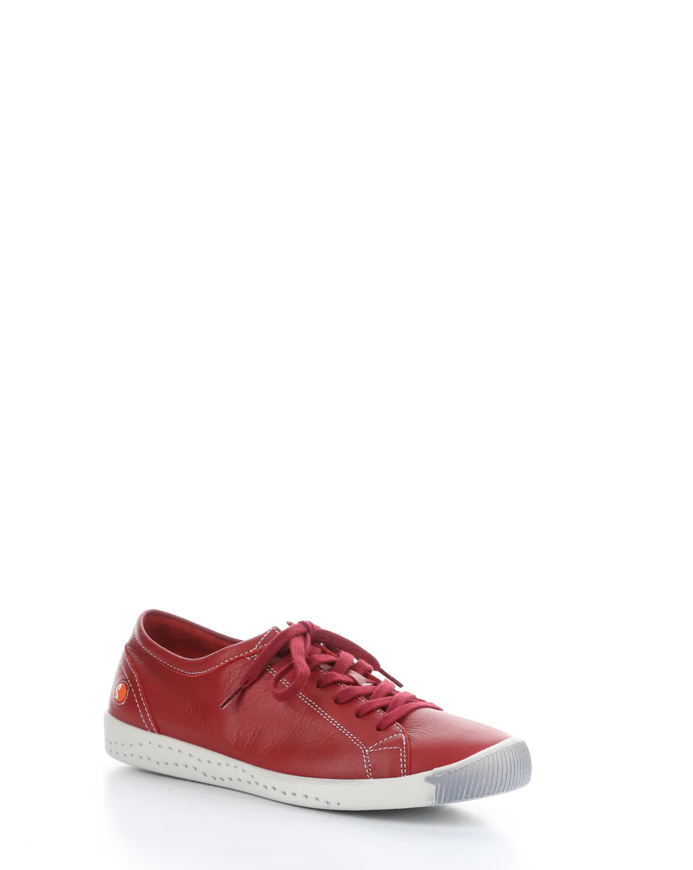 Softinos Isla Smooth Red Lace Up Trainers.