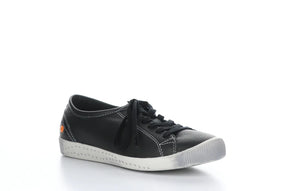 Softinos Isla Smooth Black Lace Up Trainers.