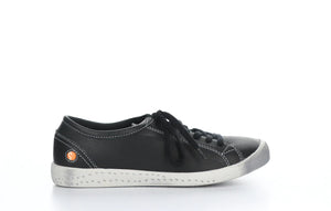 Softinos Isla Smooth Black Lace Up Trainers.