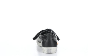 Softinos Isla Smooth Black Lace Up Trainers.