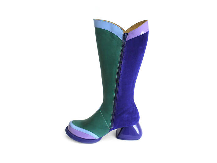 Fluevog Warhol Boots-Purple/Lavender/Light Blue/Green