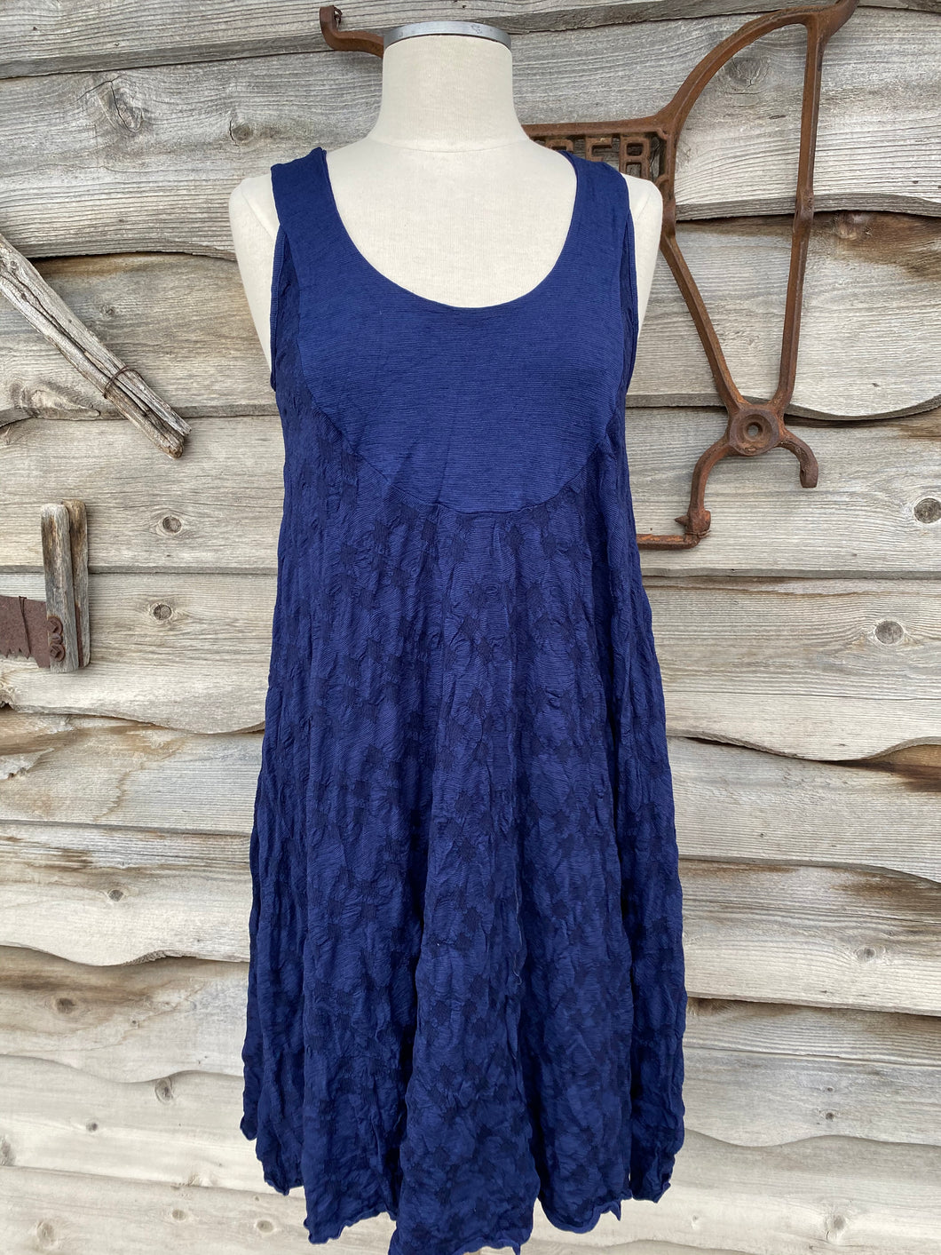 EVELINE STREET ONE SIZE MERINO JACQUARD SWING DRESS TUNIC-I GOT THE NAVY BLUES TRIPLE BUBBLES