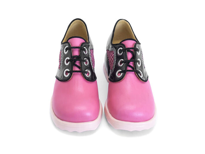 FLUEVOG CATRIN LACE UP PINK/BLACK