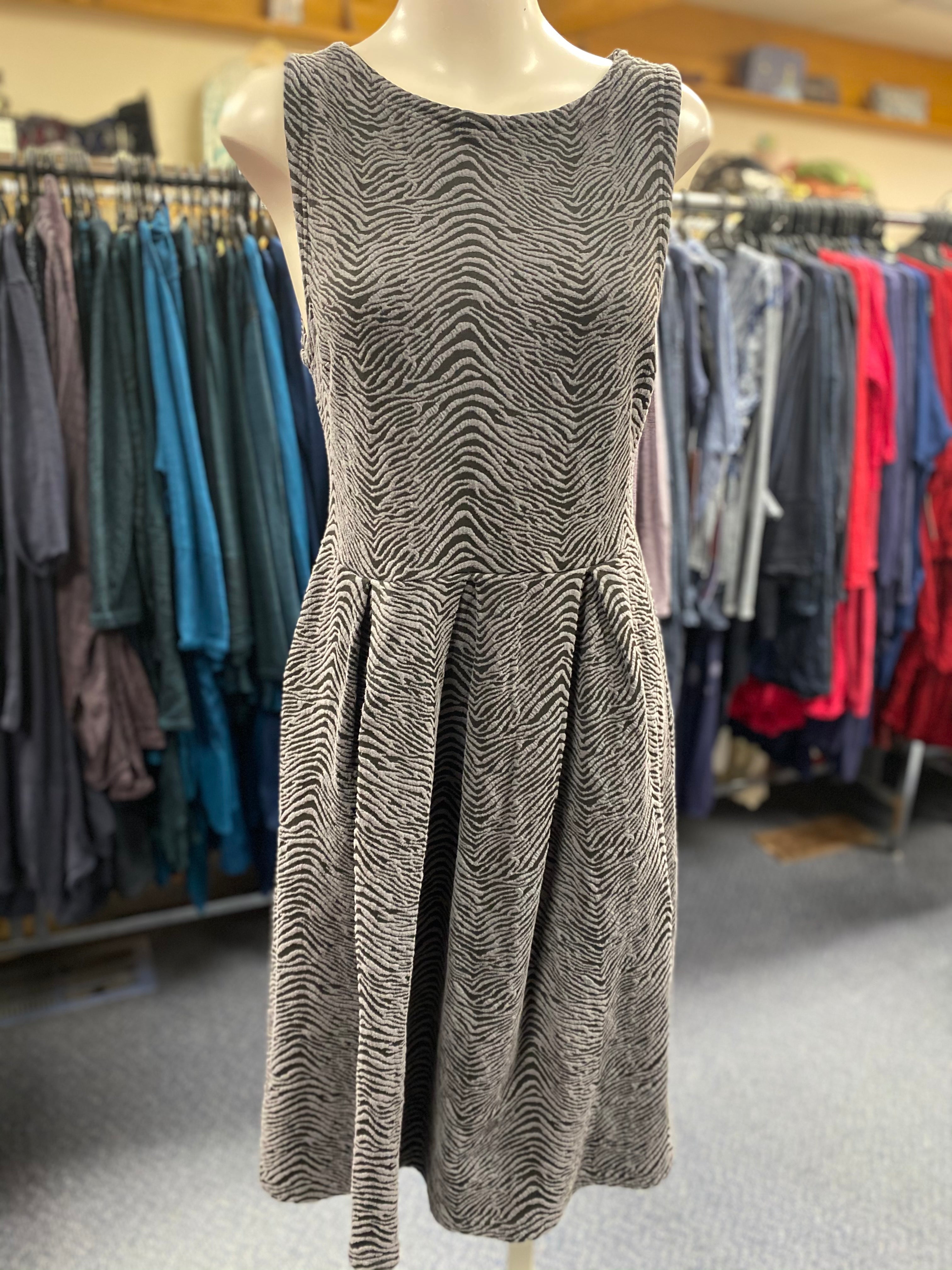 Eveline Street Fit & Flare Long Dress-Grey Zebra