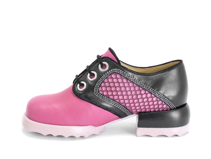 FLUEVOG CATRIN LACE UP PINK/BLACK