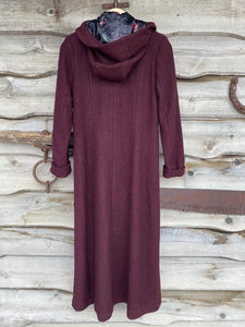 Blue Sky Long Boiled Wool Coat-Wine