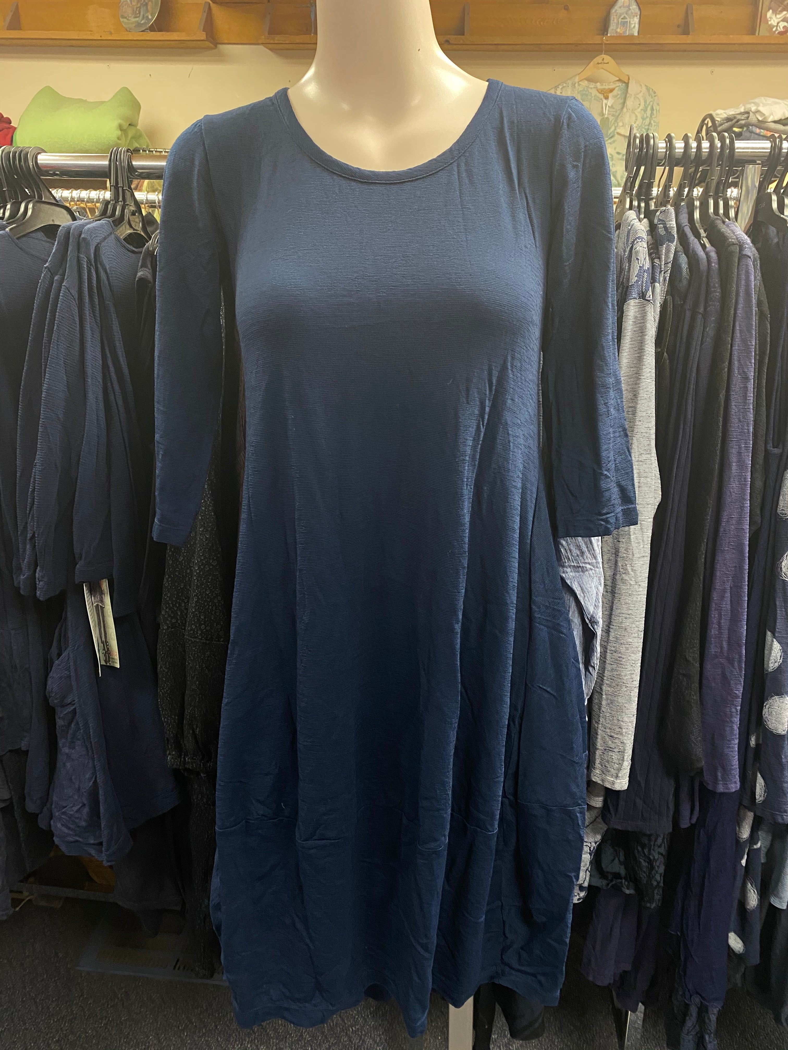 Valia Clothing Australian Ultrafine Merino Wool Rachel Dress Marine Blue