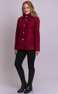 Blue Sky Boiled Merino Wool Coat-Red