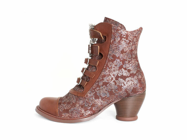 Fluevog East End Lakewood Buckled Ankle Boots Floral