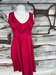 EVELINE STREET ONE SIZE MERINO VNECK DRESS TUNIC-VALENTINO RED